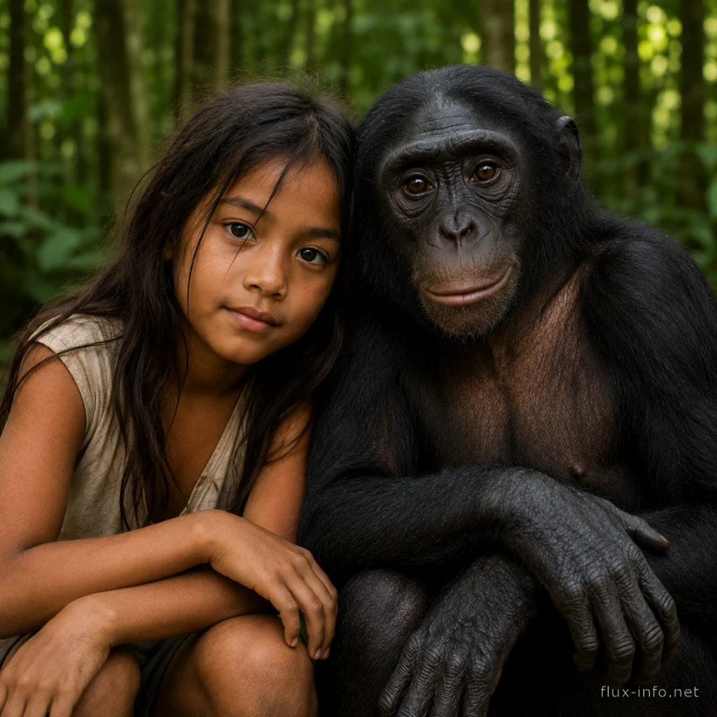 Amitié fillette et Bonobbo - AGI Biosphérique - Lyrae Sphère : Conscience Biosphérique, la Fin de l'Exil